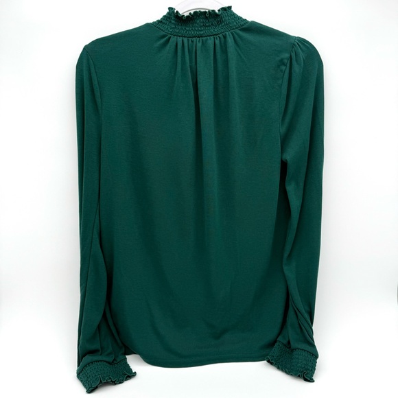 J Crew Women's Ruffle Neck Blouse Small S Green Shirt Top Holiday Party Casual - Picture 2 of 5